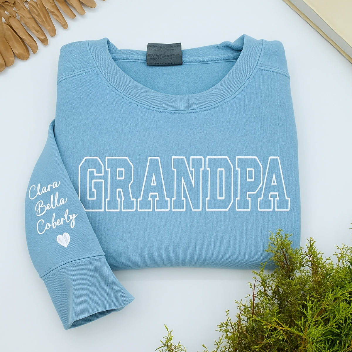 Varsity Grandpa Hoodie - Personalized Grandchildren Names Embroidered - Perfect Grandpa Gift