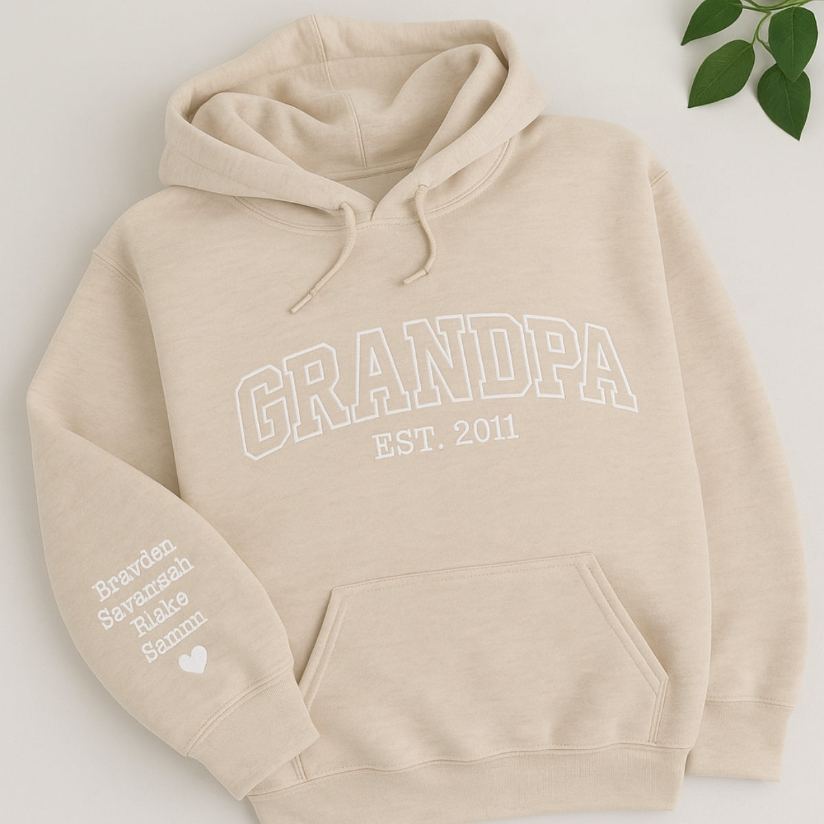 Varsity Grandpa Hoodie - Personalized Grandchildren Names Embroidered - Perfect Grandpa Gift