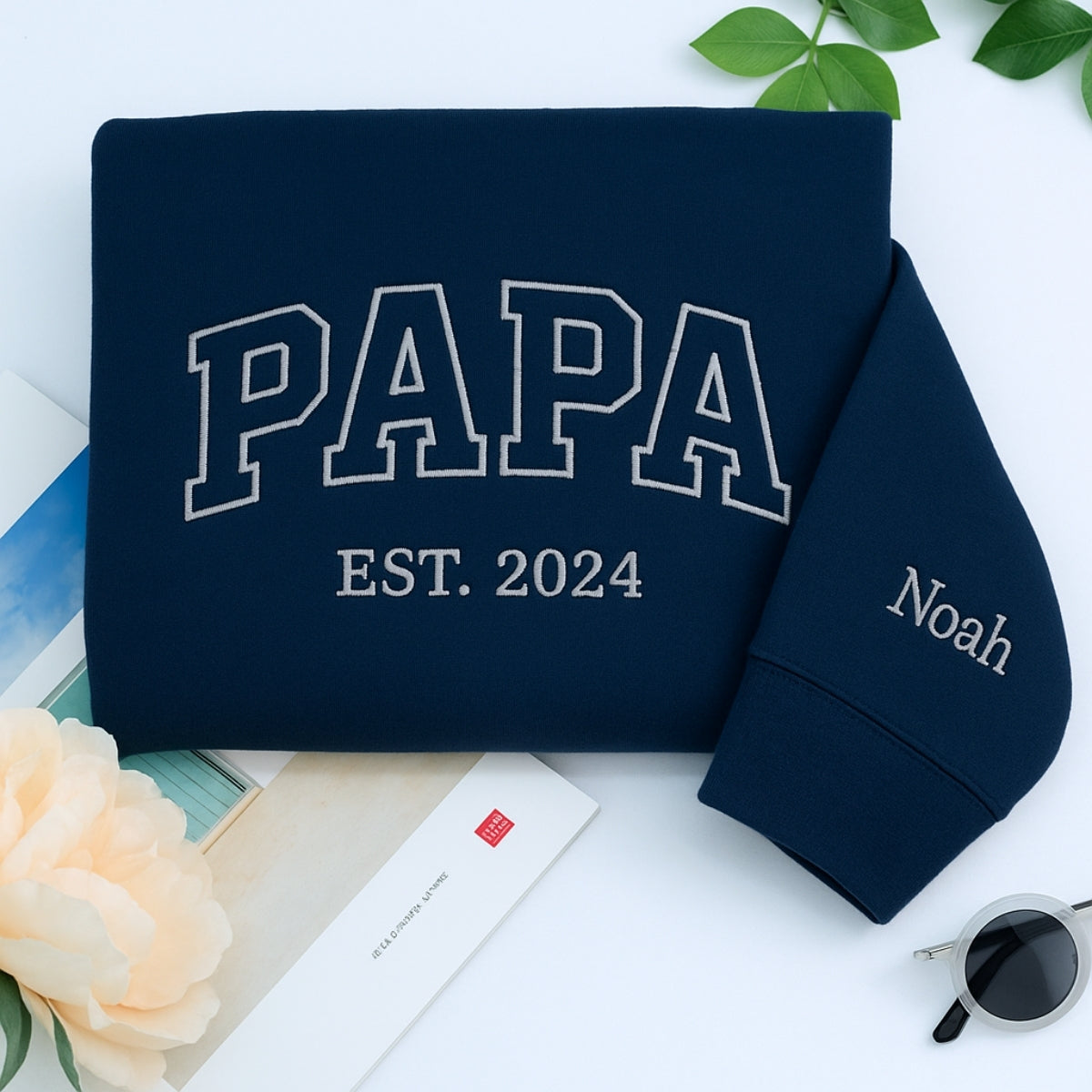 Varsity Papa Hoodie - Papa EST Embroidered - Perfect Grandpa Father's Day Gift
