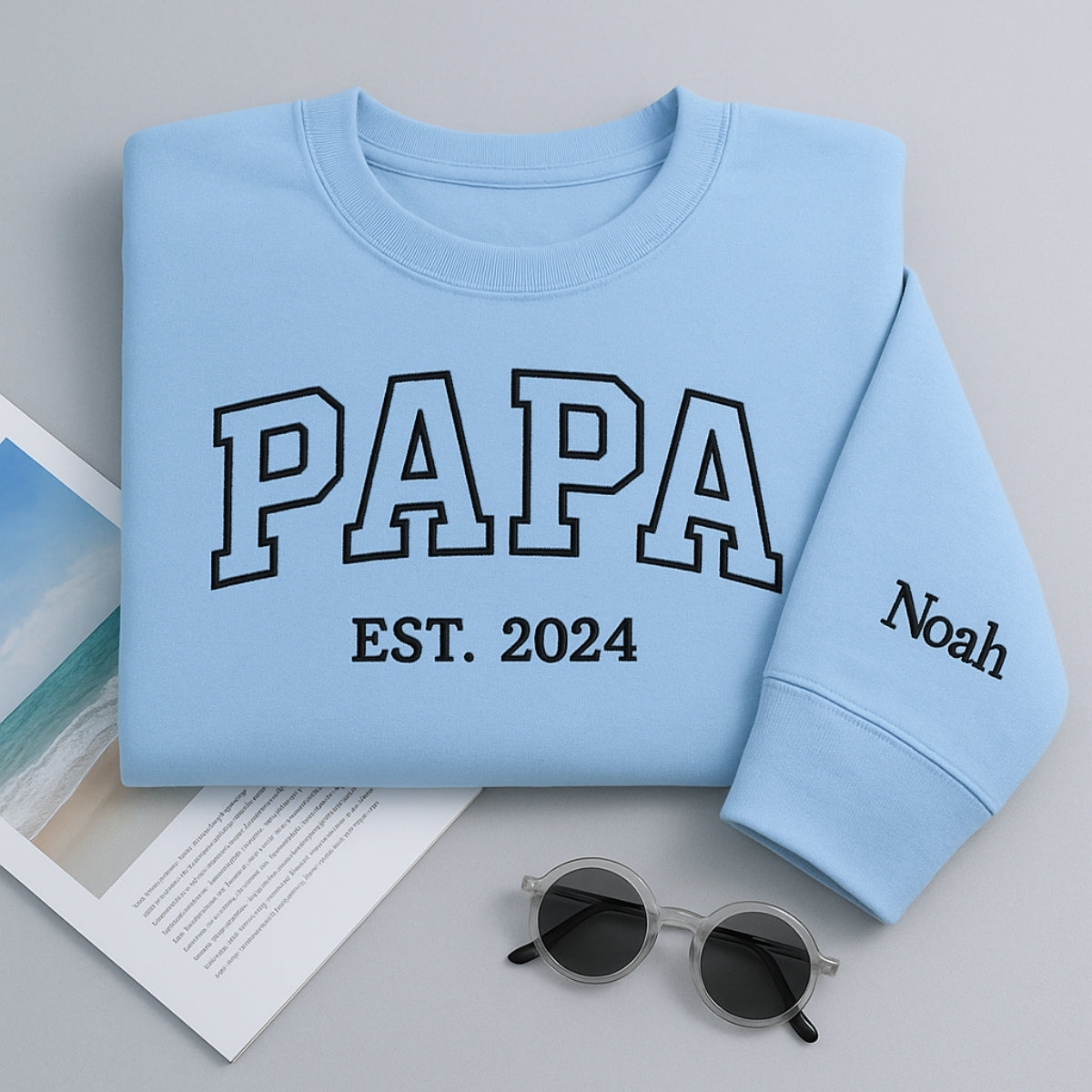 Varsity Papa Hoodie - Papa EST Embroidered - Perfect Grandpa Father's Day Gift