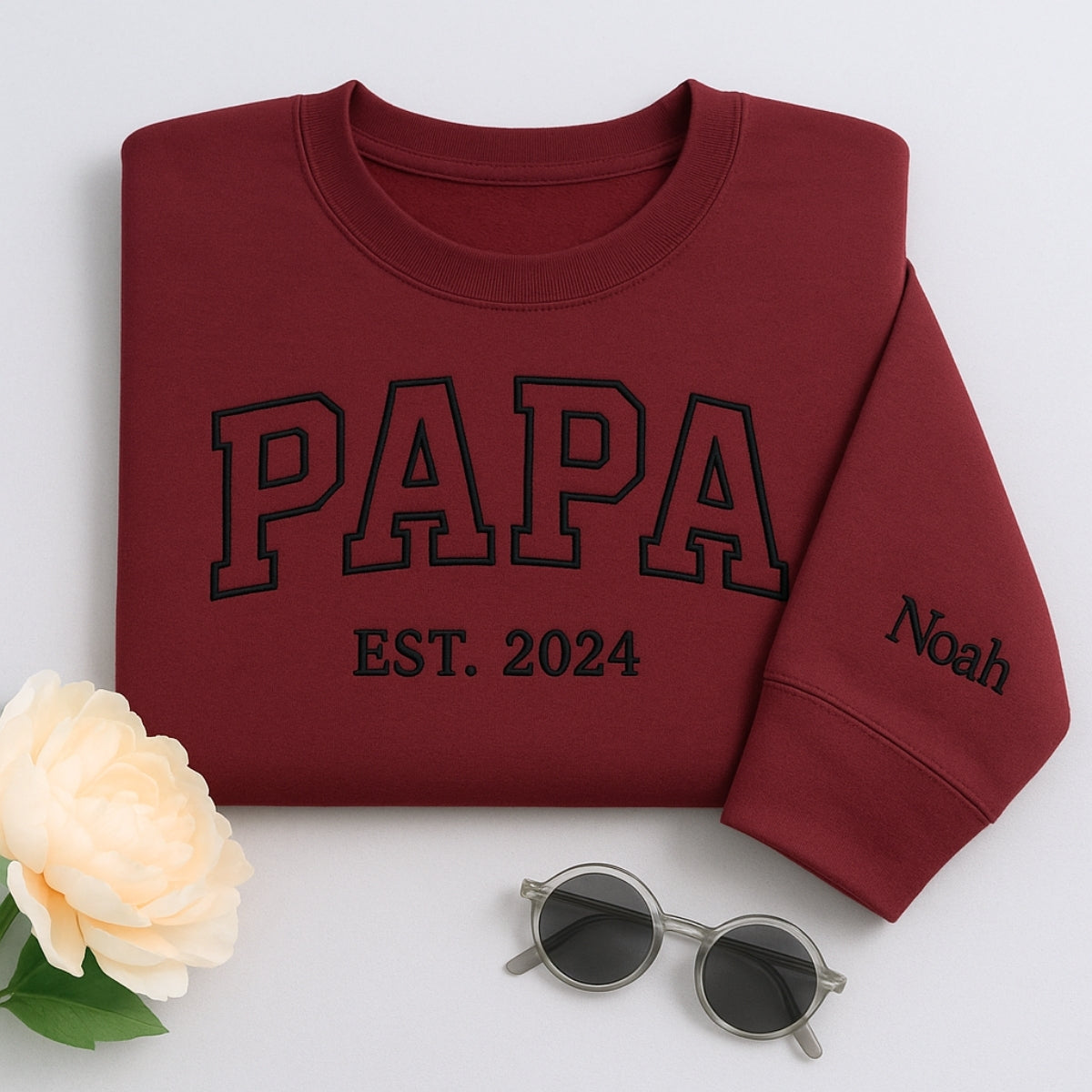 Varsity Papa Hoodie - Papa EST Embroidered - Perfect Grandpa Father's Day Gift