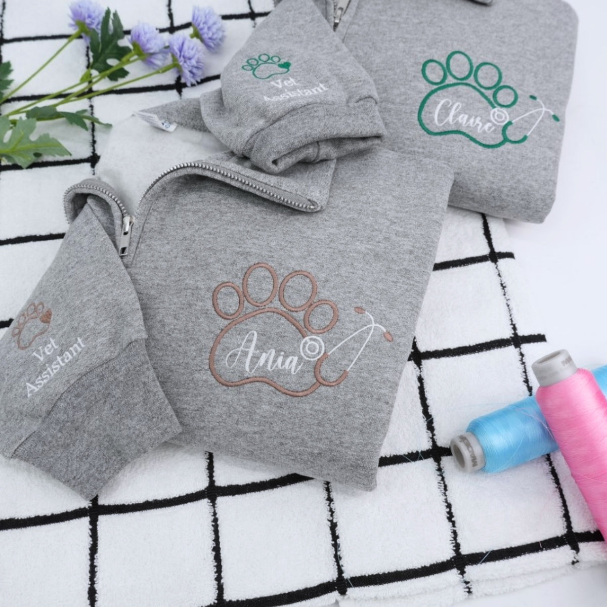 Vet Tech Quarter Zip - Veterinary Technician Embroidered Sweatshirts - Perfect Vet Tech Gift