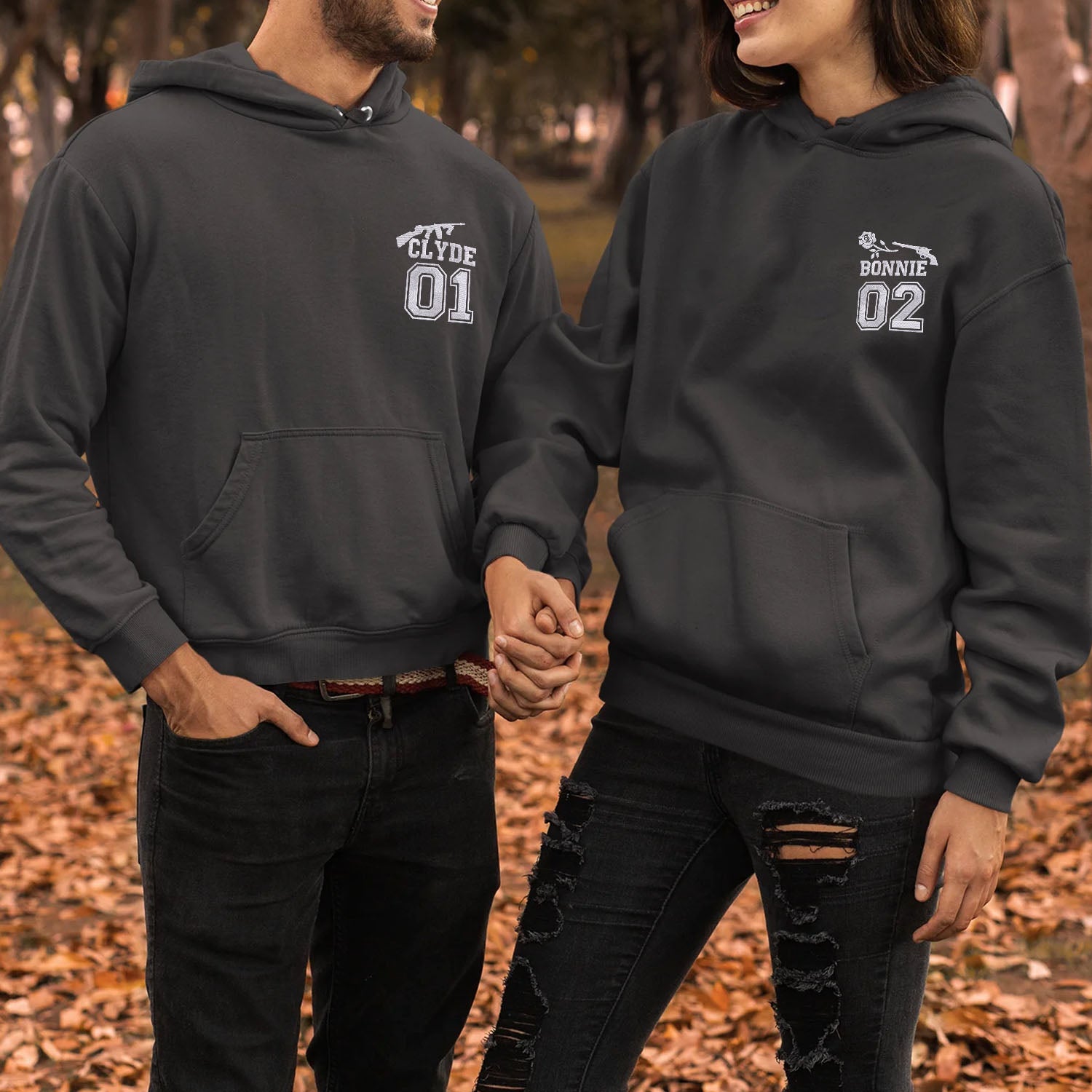 Sweats à capuche ou sweatshirts universitaires brodés Bonnie et Clyde