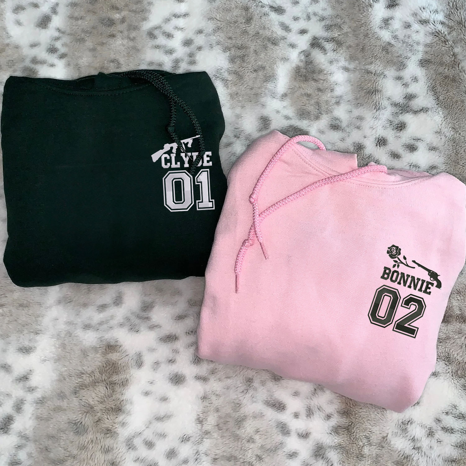 Sweats à capuche ou sweatshirts universitaires brodés Bonnie et Clyde