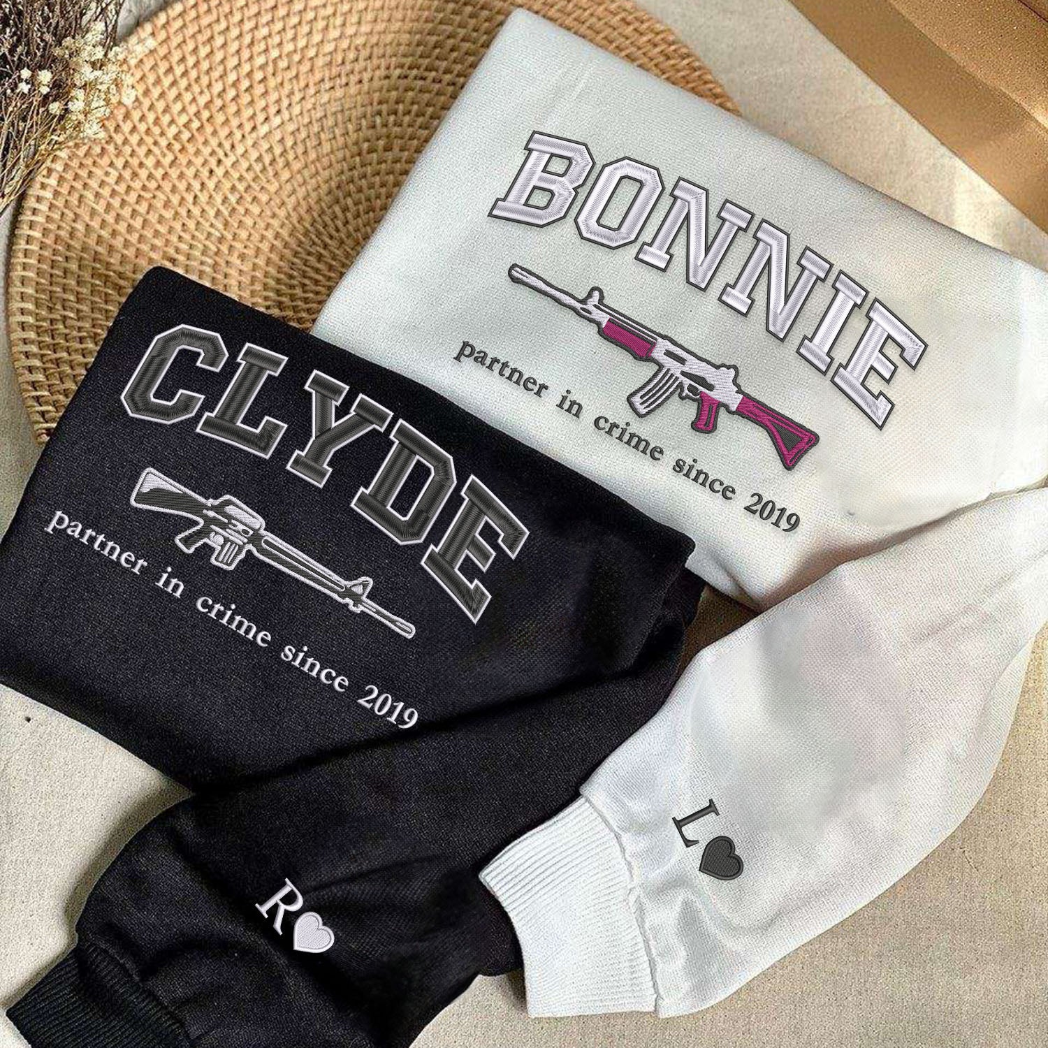 Sweats à capuche ou sweatshirts brodés Bonnie et Clyde