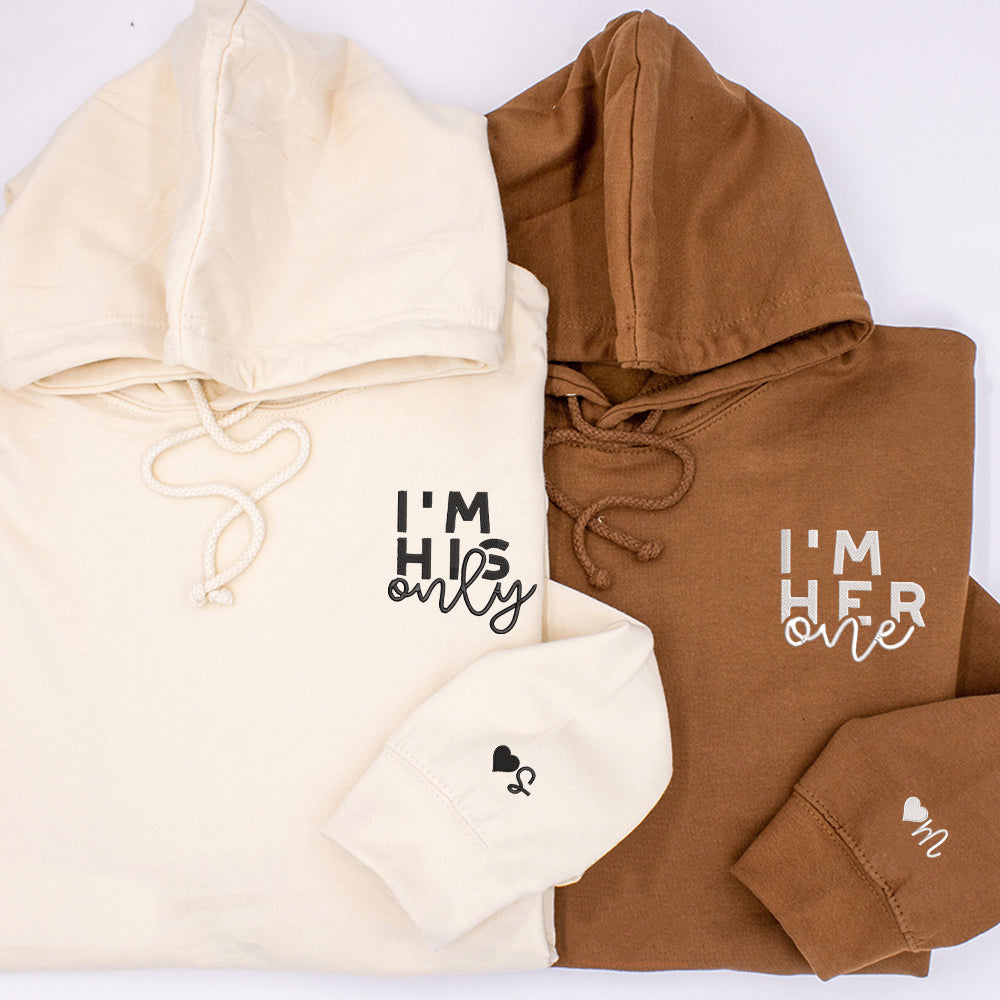 I'm His Only I'm Her One Custom Embroidered Matching Hoodies For Couples - Perfect for Cozy Couples Gifts