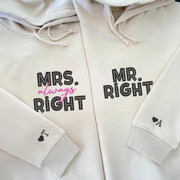 Mr Mrs Hoodies Embroidered With Love