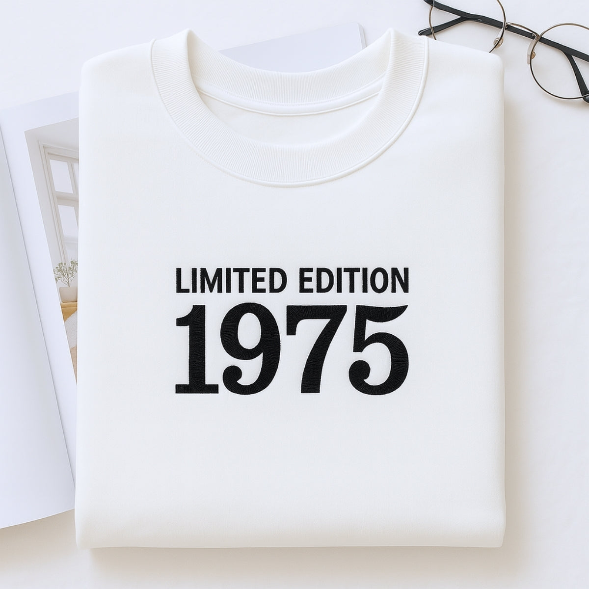 1975 Limited Edition Birthday Sweatshirt - 50th Birthday Gift Custom Embroidered - Perfect Dad Mom
