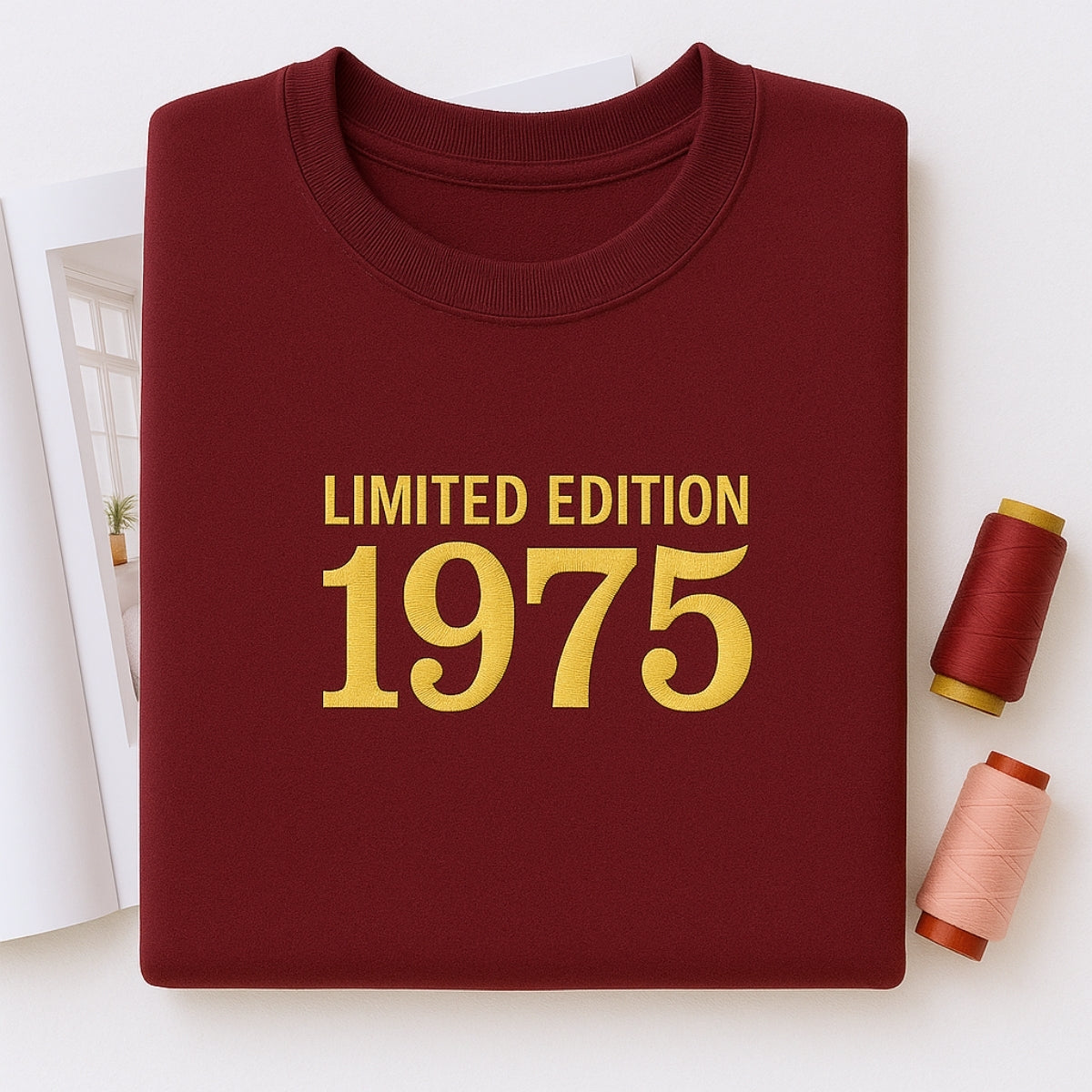 1975 Limited Edition Birthday Sweatshirt - 50th Birthday Gift Custom Embroidered - Perfect Dad Mom