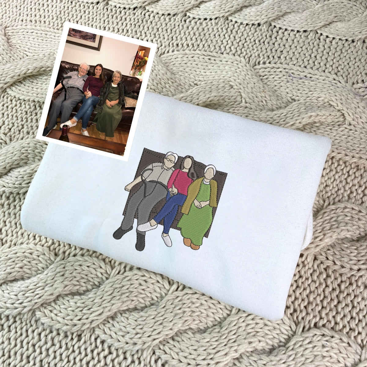 Personalized Grandma Hoodie - Custom Family Embroidered Sweatshirt - Grandmother Portrait Gift
