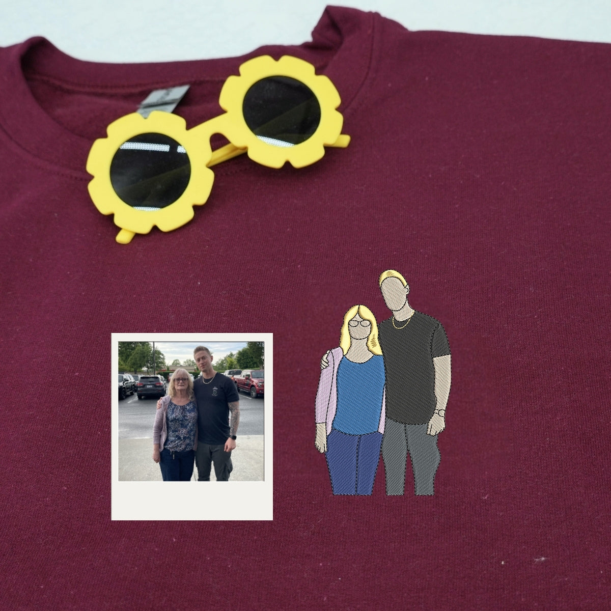 Grandparents Custom Hoodies - Faith Anniversary Photo Embroidered - Bible Verse Memorial Gift