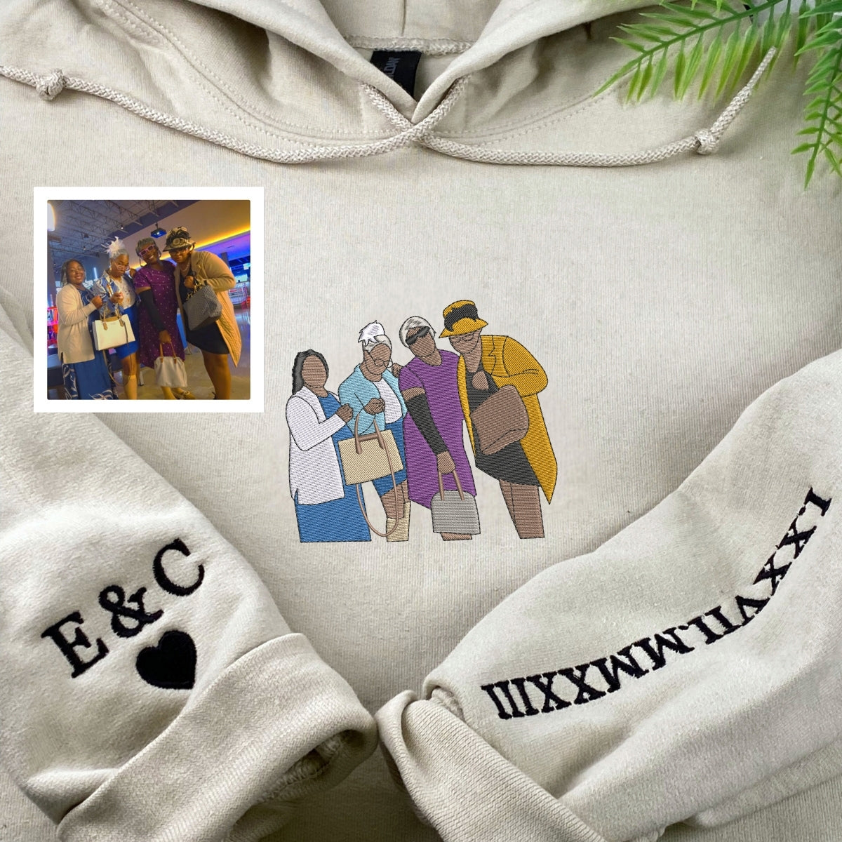 Grandparents Custom Hoodies - Faith Anniversary Photo Embroidered - Bible Verse Memorial Gift