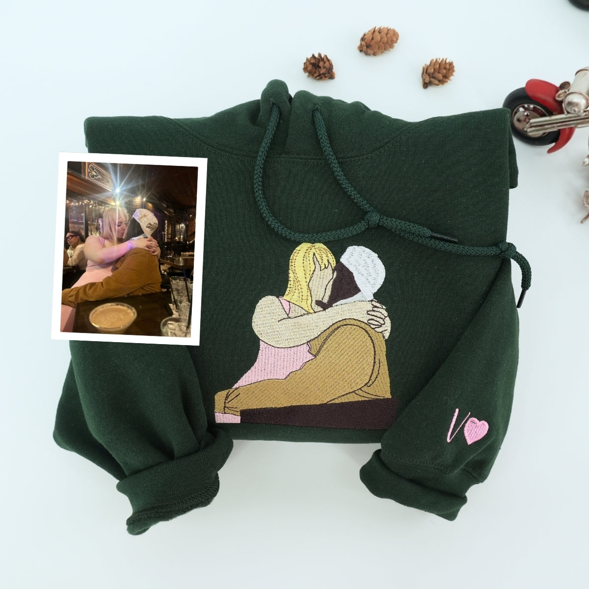 Individuell bestickte Engel- und Dämonenkatze-Kapuzenpullover für Paare