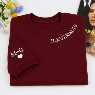 Anniversary Date Hoodies - Custom Roman Numeral Couples Embroidered Sweatshirts - Wedding Gift