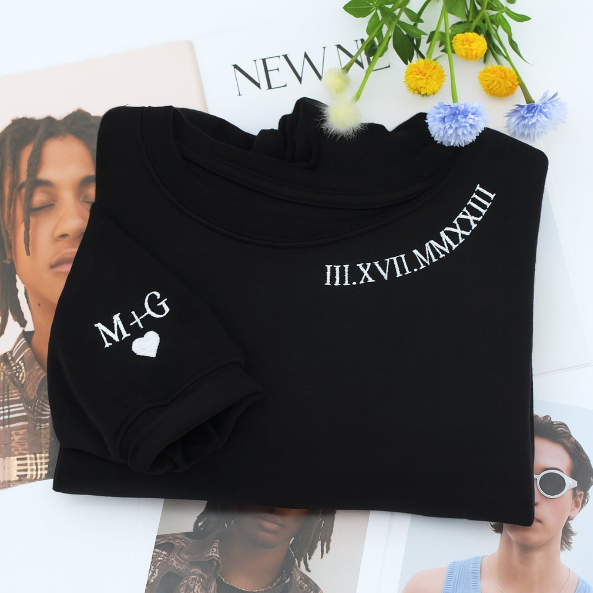 Individuell bestickte Engel- und Dämonenkatze-Kapuzenpullover für Paare