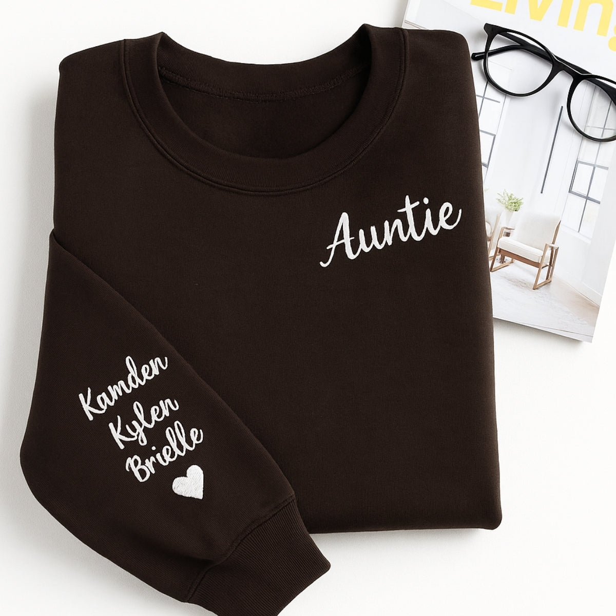 Auntie Custom Hoodies - Multiple Names Embroidered Sweatshirts - Perfect Multi-Kid Aunt Gift