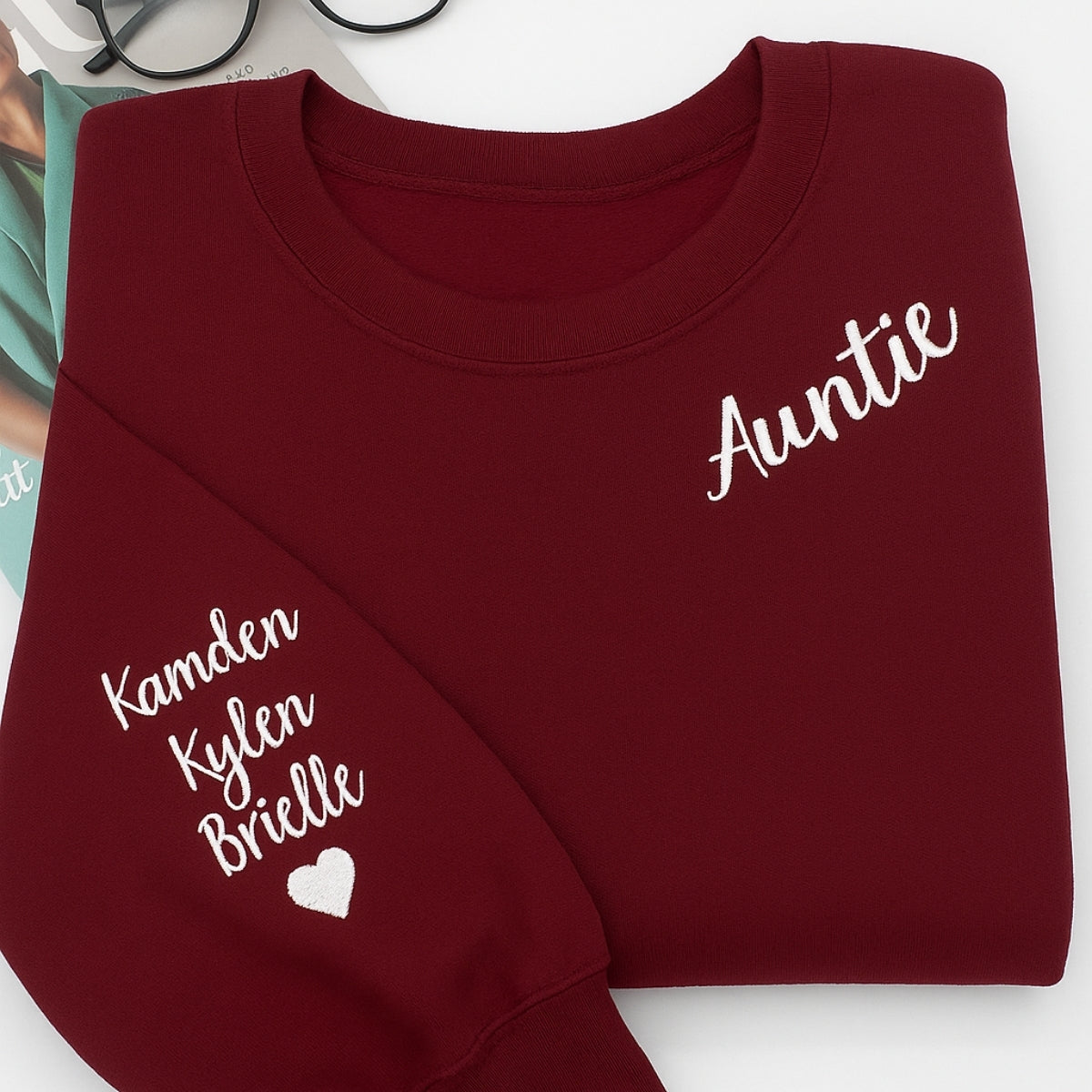 Auntie Custom Hoodies - Multiple Names Embroidered Sweatshirts - Perfect Multi-Kid Aunt Gift