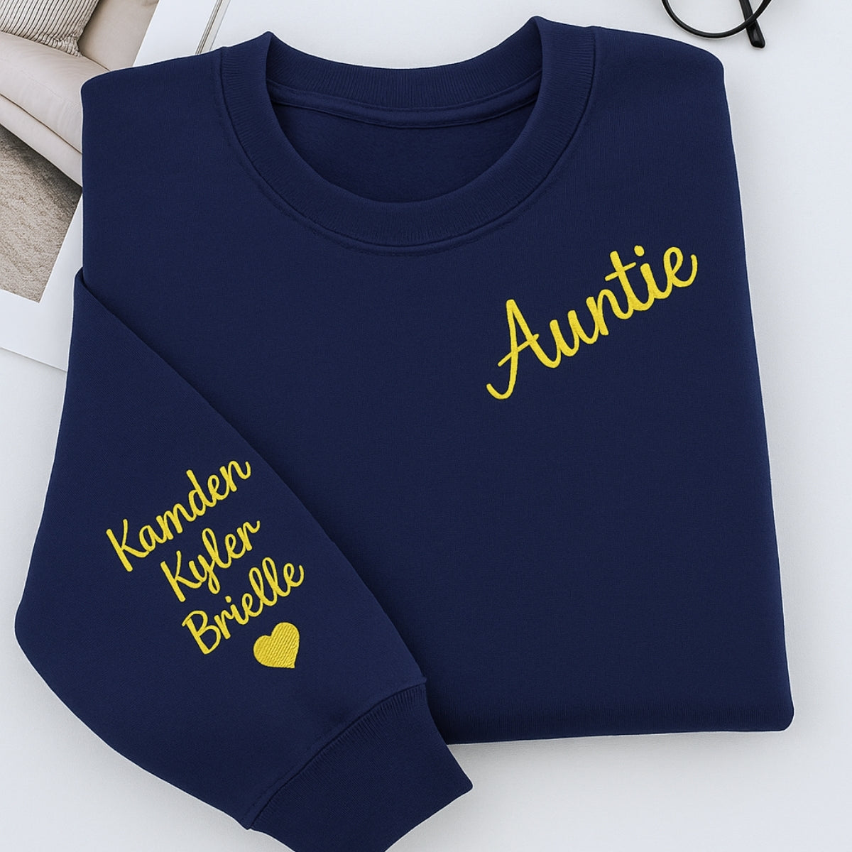 Auntie Custom Hoodies - Multiple Names Embroidered Sweatshirts - Perfect Multi-Kid Aunt Gift