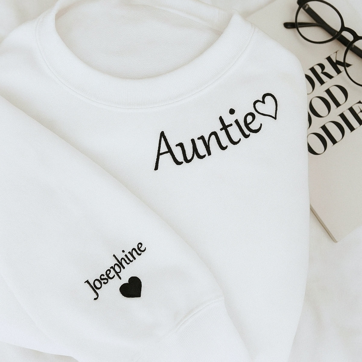 Individuell bestickte Engel- und Dämonenkatze-Kapuzenpullover für Paare