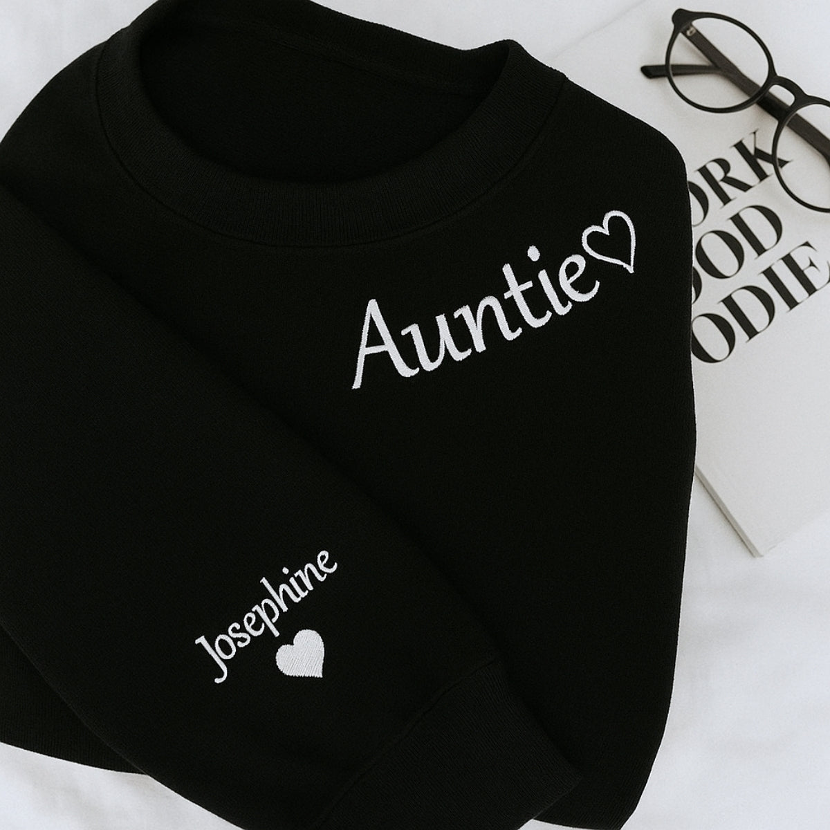 Individuell bestickte Engel- und Dämonenkatze-Kapuzenpullover für Paare