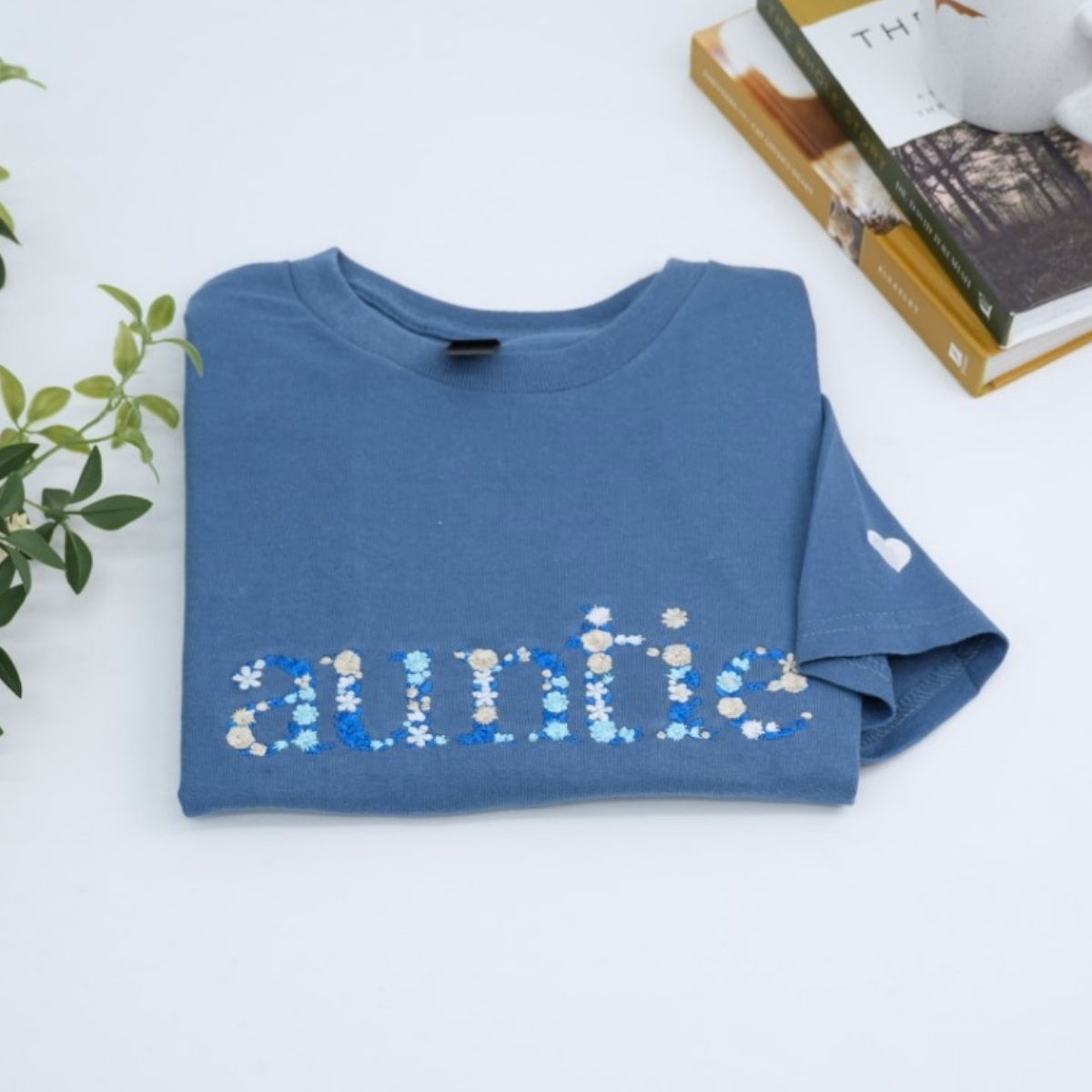 Auntie Custom T-Shirts - Aunt Floral Embroidered Tees - Perfect Family Gift