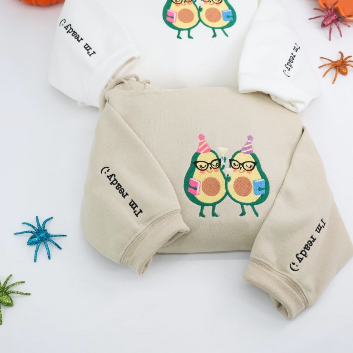 Individuell bestickte Engel- und Dämonenkatze-Kapuzenpullover für Paare