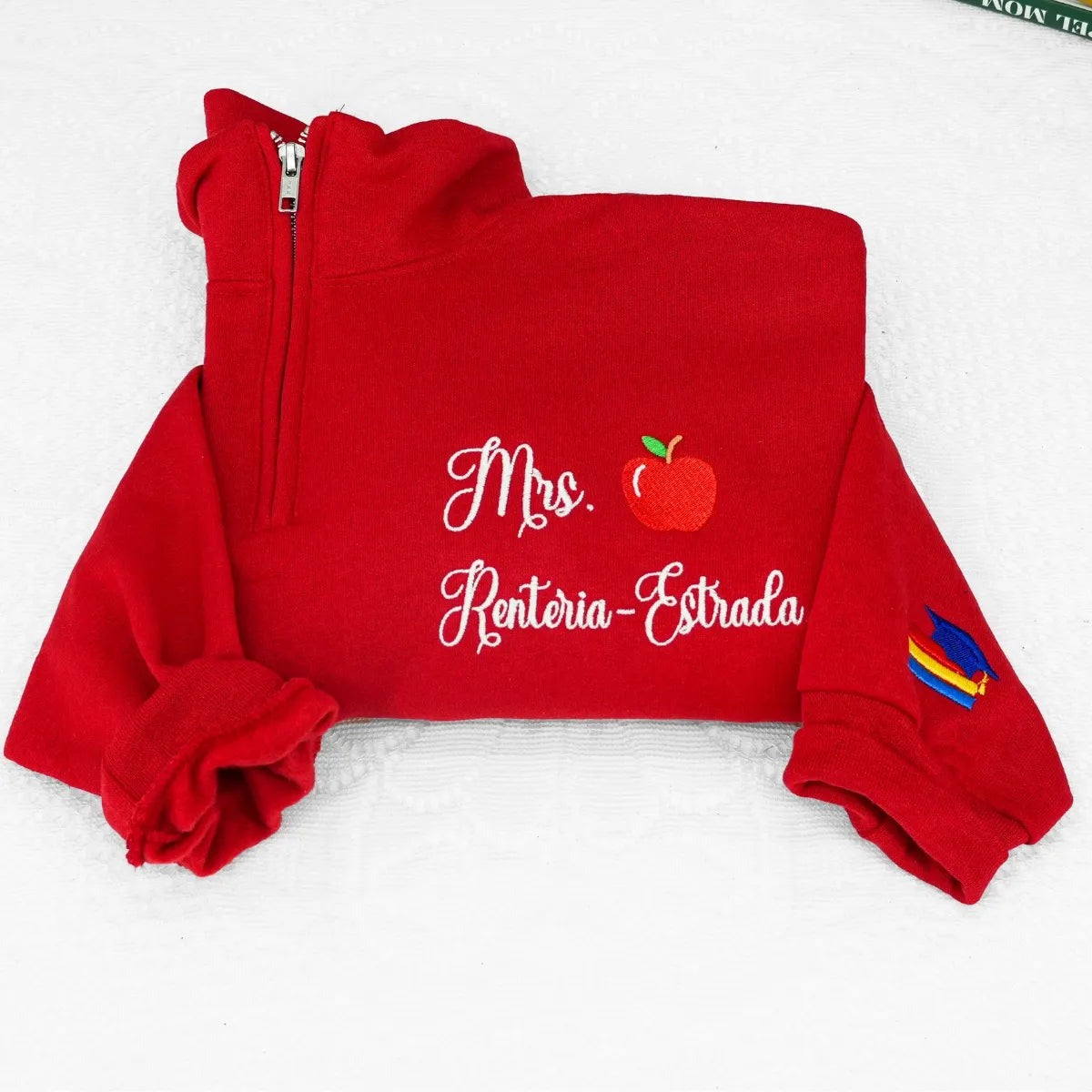 Back to School Teacher Sweatshirt - Custom Mrs Miss Name Embroidered Quarter Zip - Personalized Educator Gift