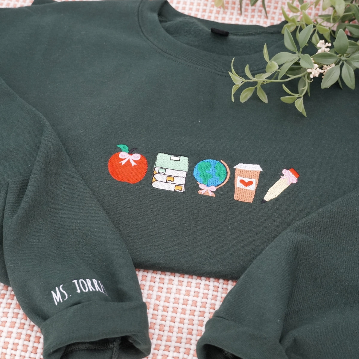 Back to School Teacher Sweatshirts - School Supplies Embroidered Apparel - Perfect Educator Gift