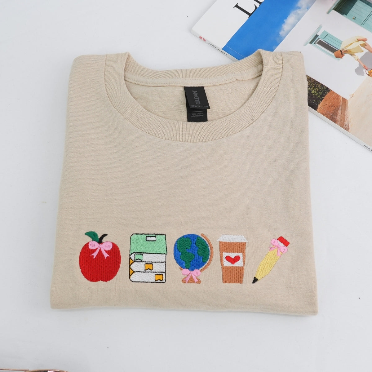 Back to School Teacher Sweatshirts - School Supplies Embroidered Apparel - Perfect Educator Gift