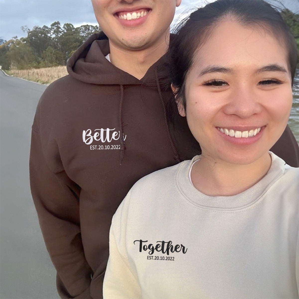 Custom Better Together Matching Embroidered Couple's Hoodies