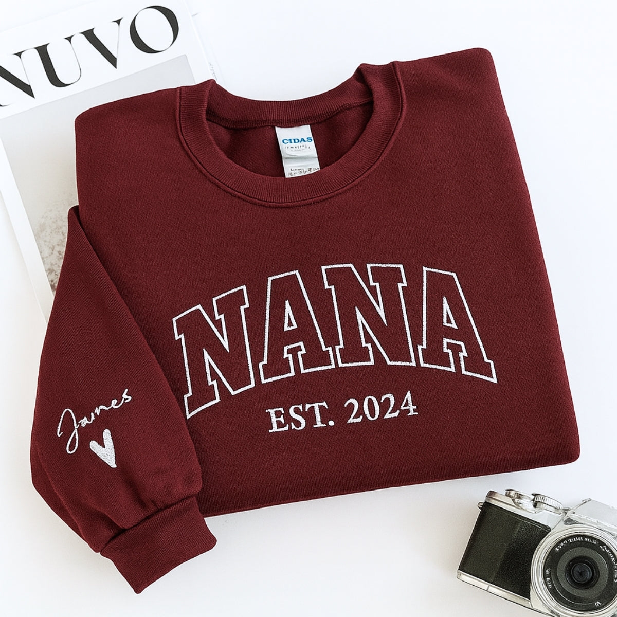 Birthday Nana Hoodie - Varsity Style Grandma Embroidered Gift - Custom Grandmother Sweatshirt