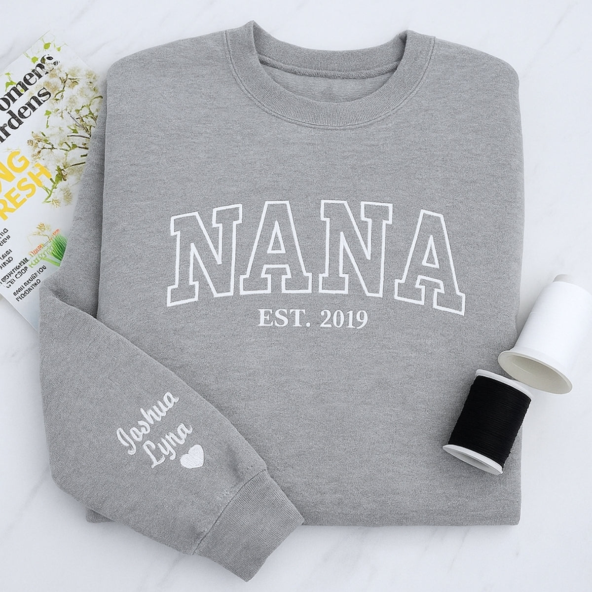 Birthday Nana Hoodie - Varsity Style Grandma Embroidered Gift - Custom Grandmother Sweatshirt