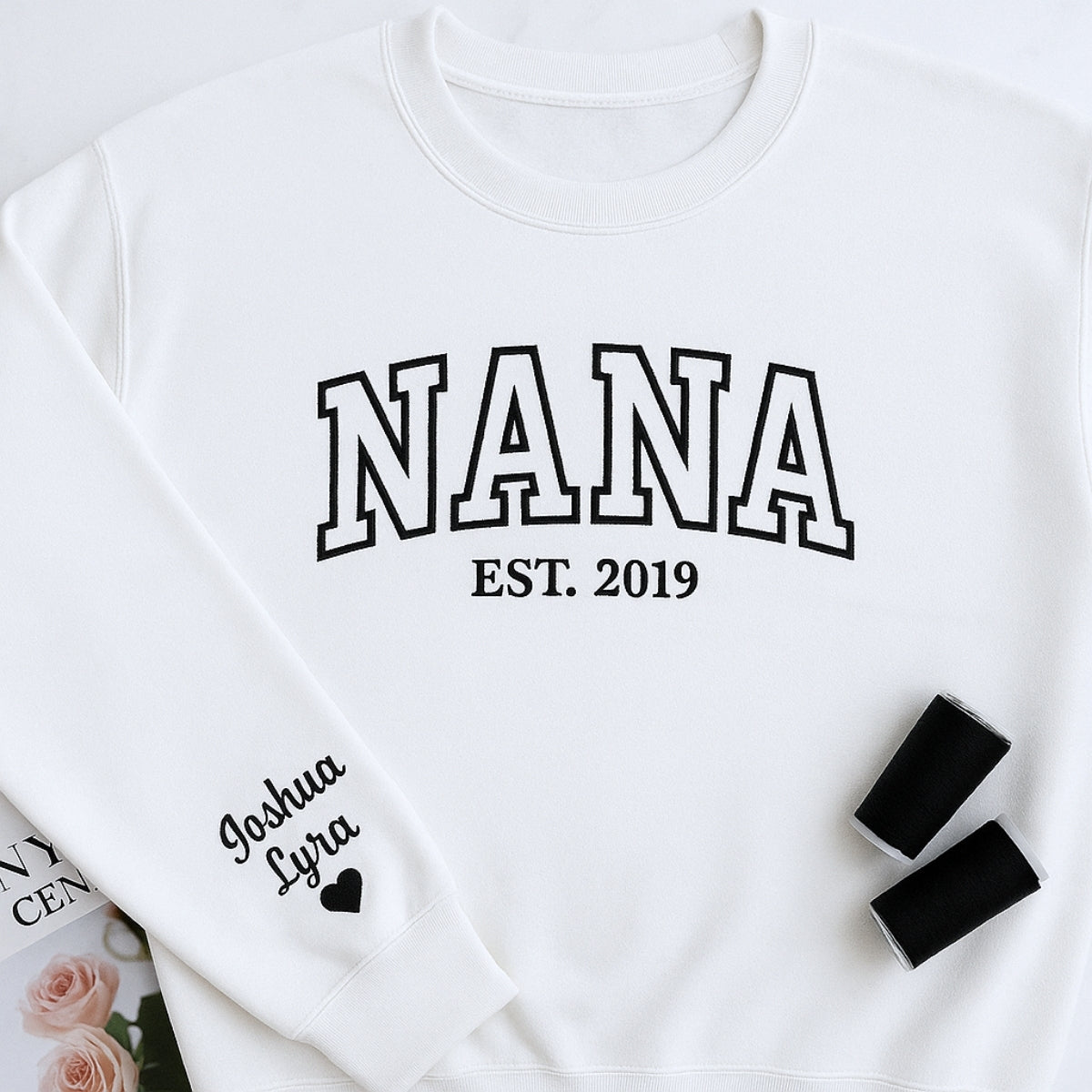 Birthday Nana Hoodie - Varsity Style Grandma Embroidered Gift - Custom Grandmother Sweatshirt