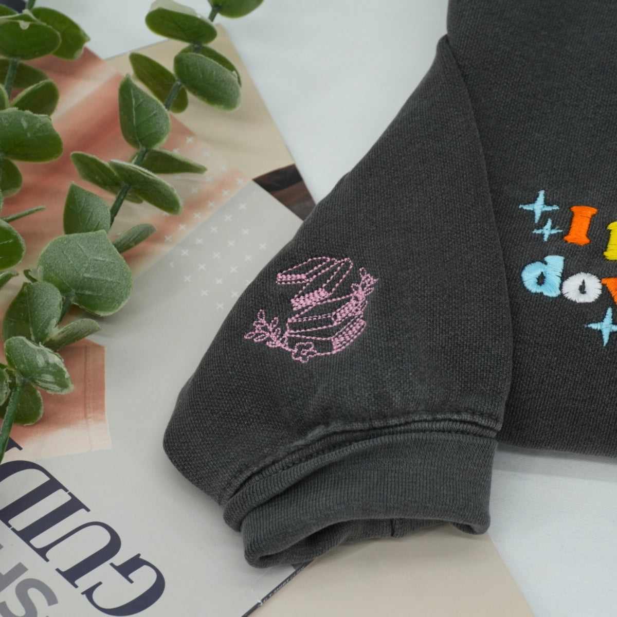 Book Lover Custom Sweatshirts - I Put My Book Down Embroidered - Funny Bookworm Reader Gift