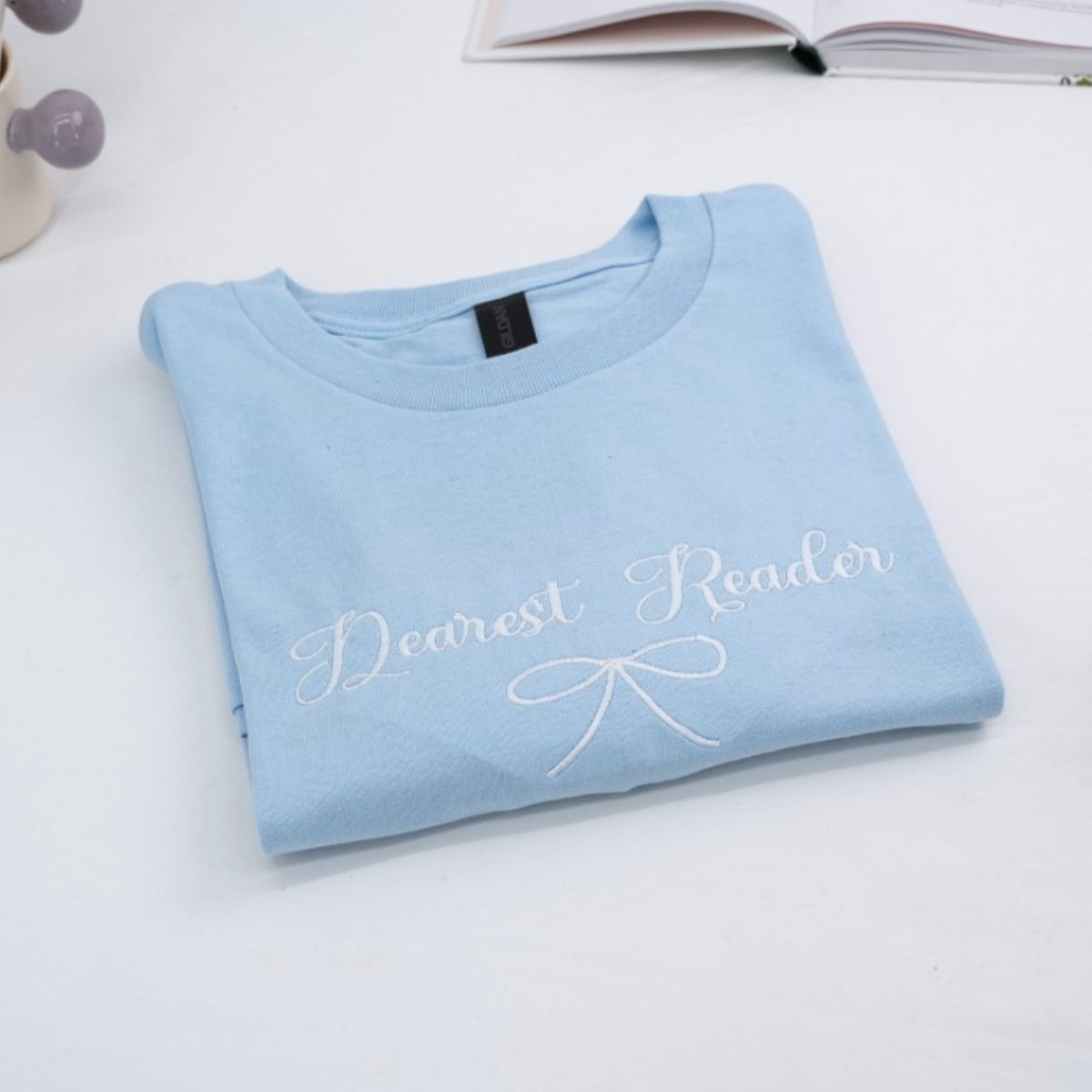 Book Lover T-Shirts - Dearest Reader Embroidered Shirts - Literary Gift for Book Enthusiasts - Reading Community Apparel