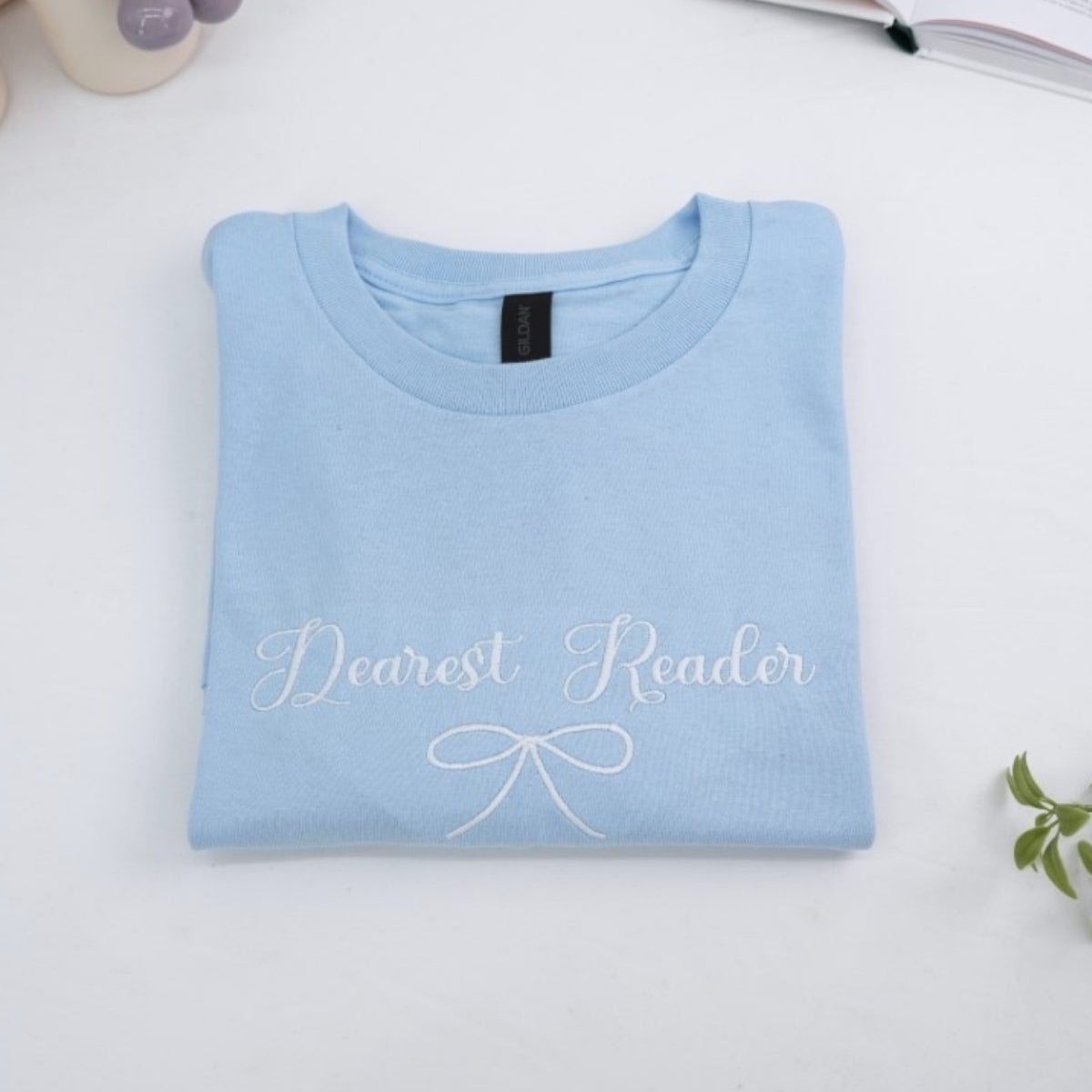 Book Lover T-Shirts - Dearest Reader Embroidered Shirts - Literary Gift for Book Enthusiasts - Reading Community Apparel
