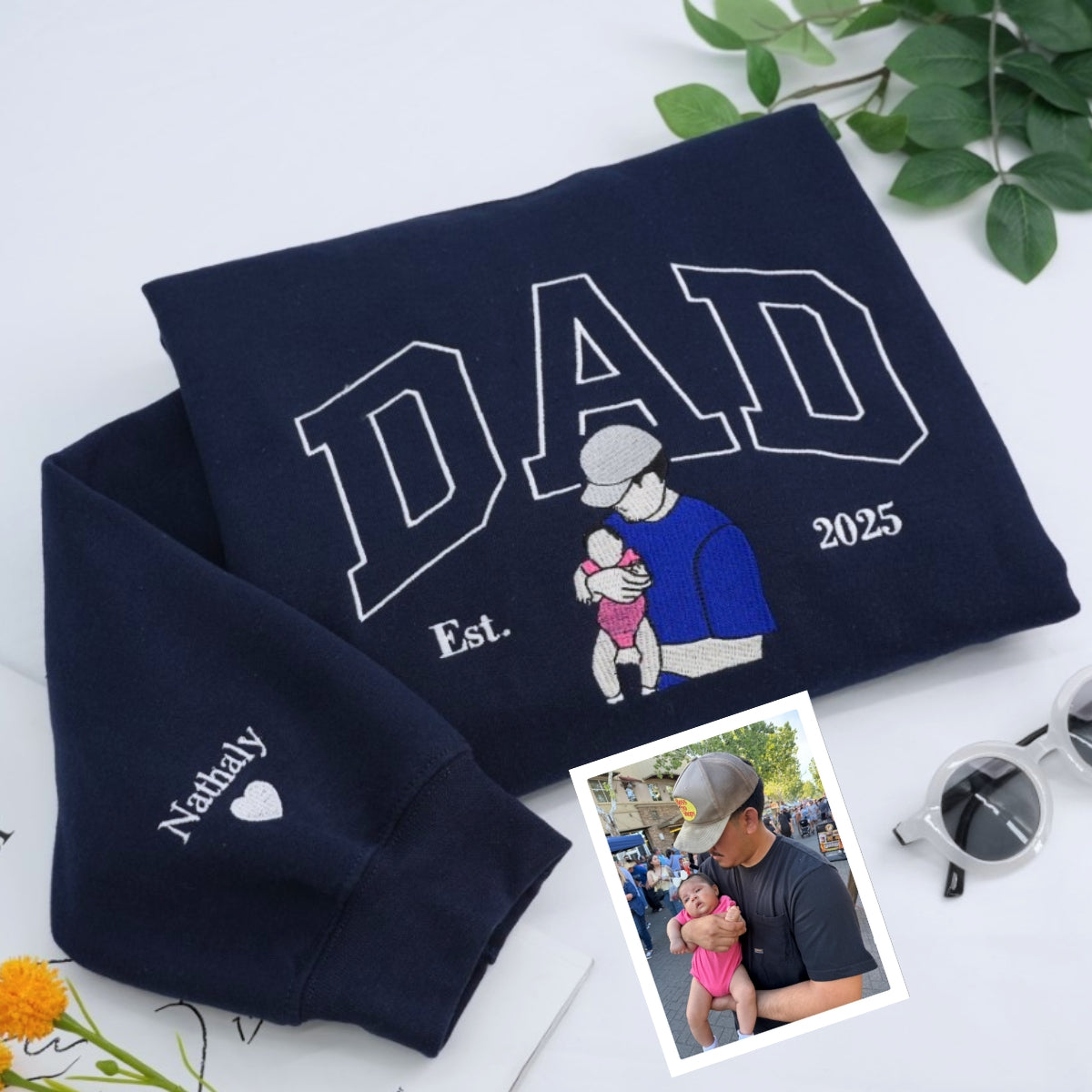 Brand New Dad Custom Hoodies - Personalized Baby Name Embroidered Sweatshirts - Father&#39;s Day