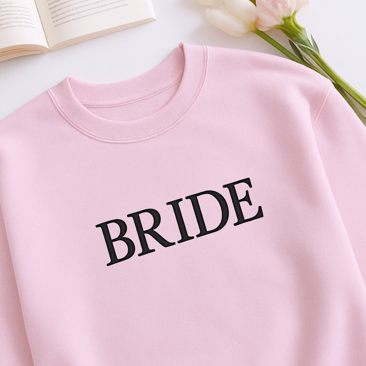 Bride Block Letter Sweatshirt - Wedding Embroidered Apparel - Perfect Bridal Shower Gift