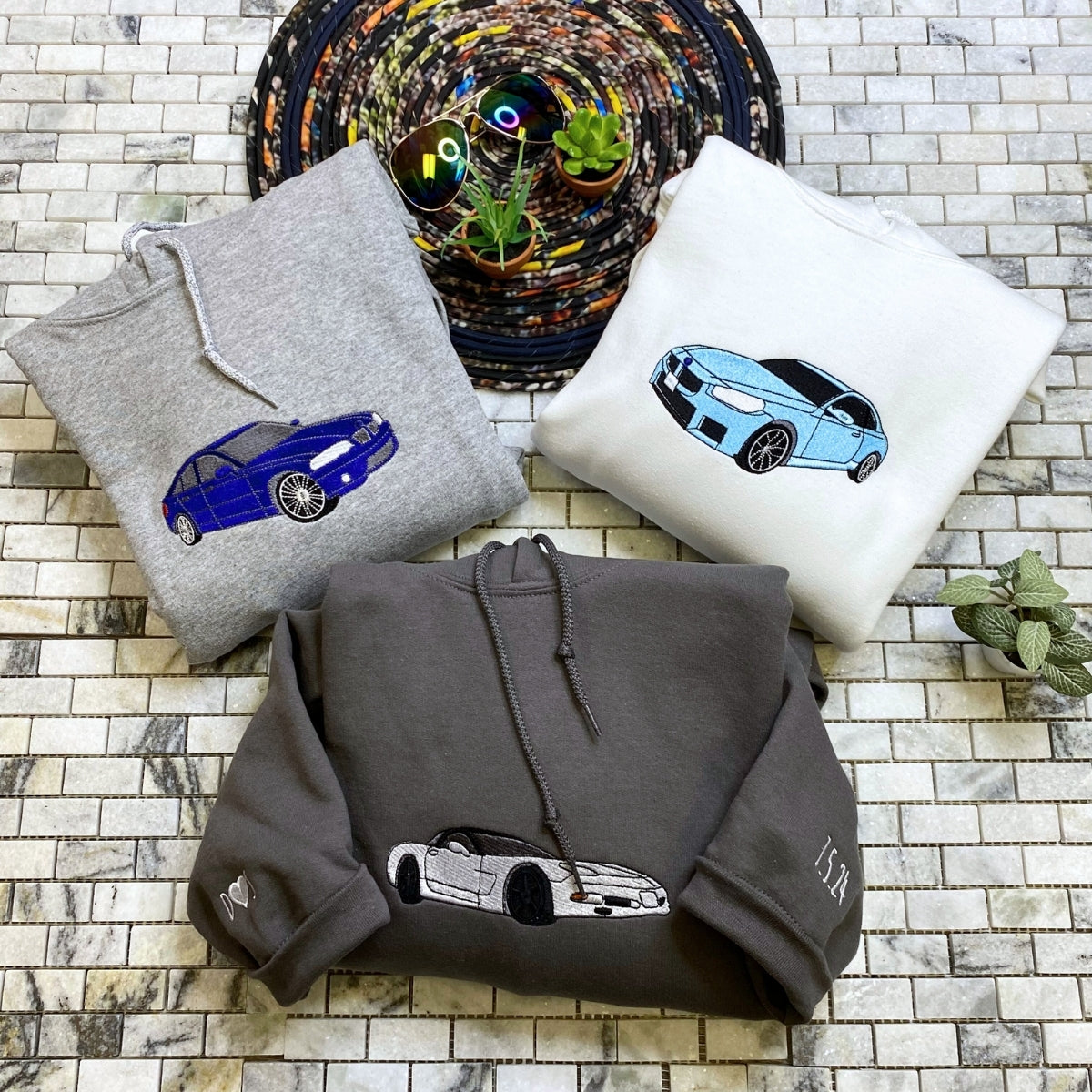 Individuell bestickte Engel- und Dämonenkatze-Kapuzenpullover für Paare