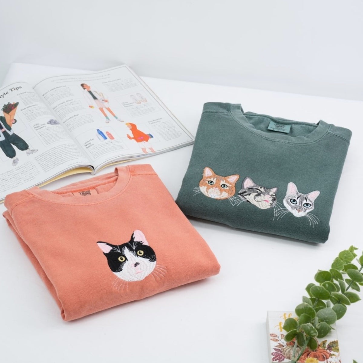 Individuell bestickte Engel- und Dämonenkatze-Kapuzenpullover für Paare