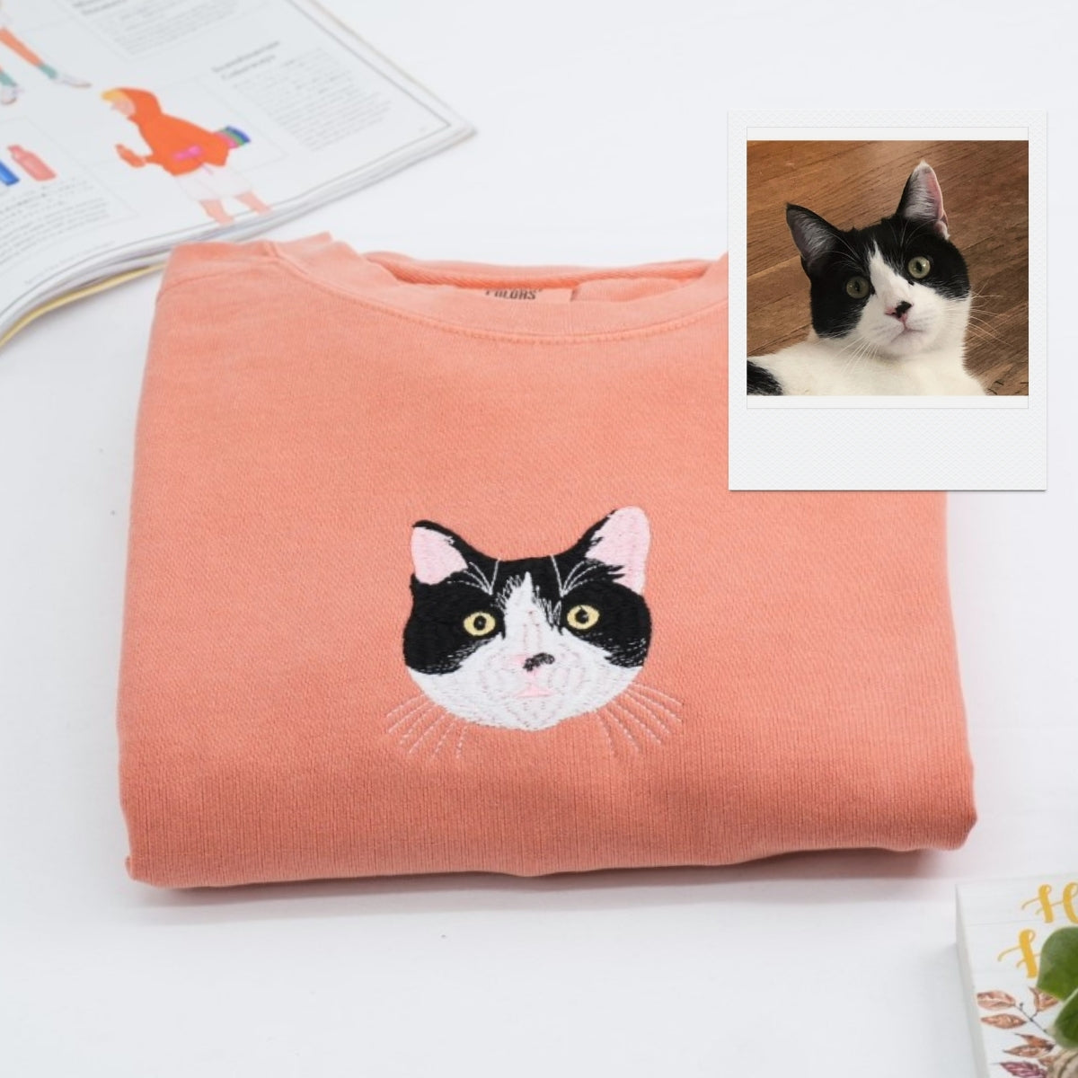 Individuell bestickte Engel- und Dämonenkatze-Kapuzenpullover für Paare