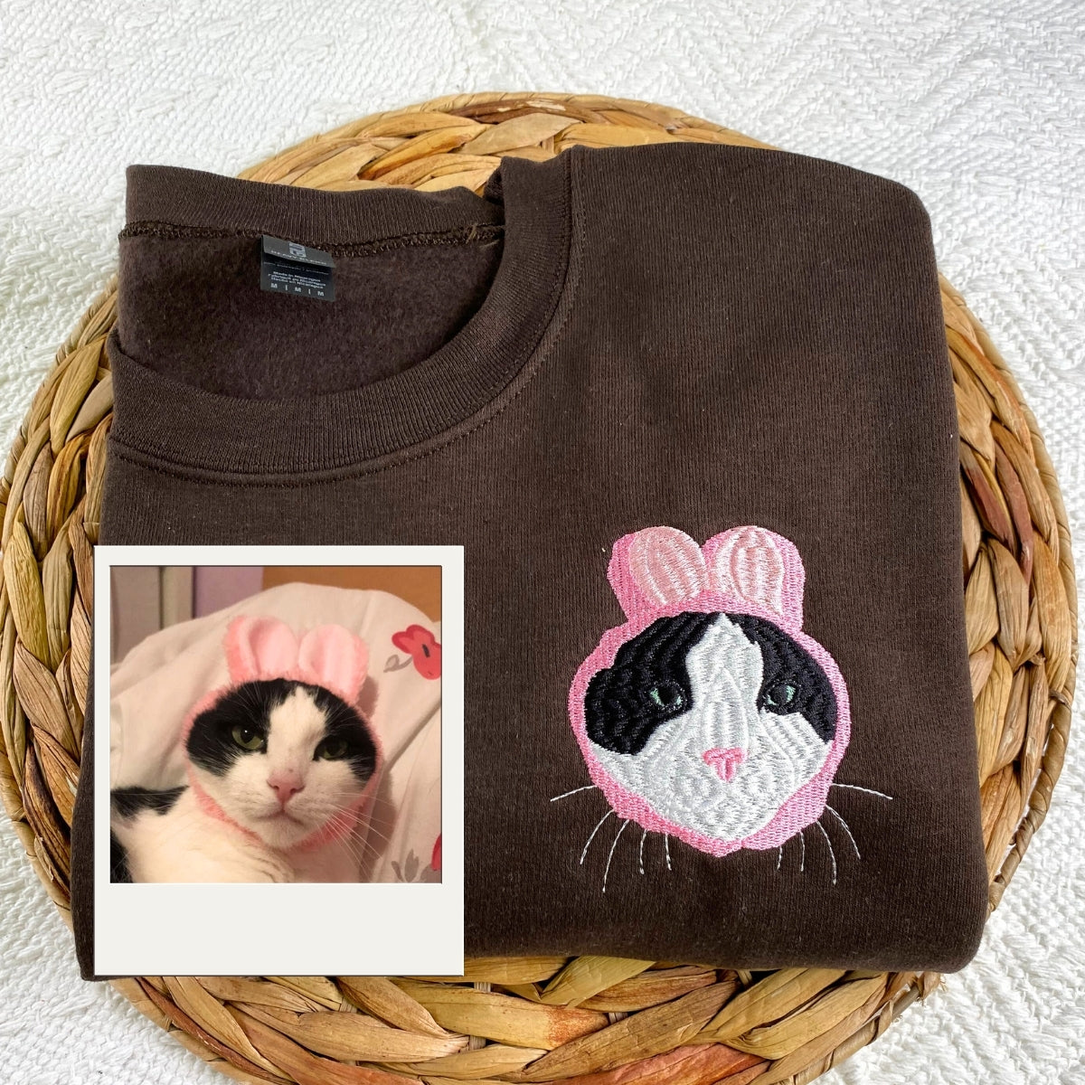 Cat Gift Hoodies Custom - Pet Portrait Embroidery Sweatshirts - Perfect Cat Lover Birthday Gift