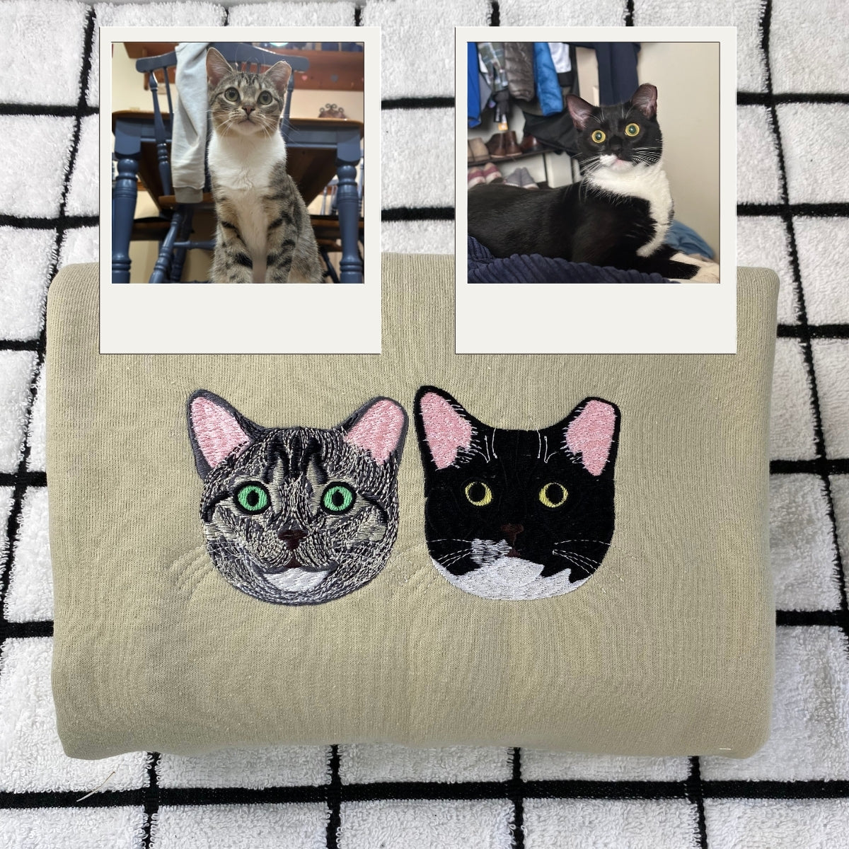 Individuell bestickte Engel- und Dämonenkatze-Kapuzenpullover für Paare