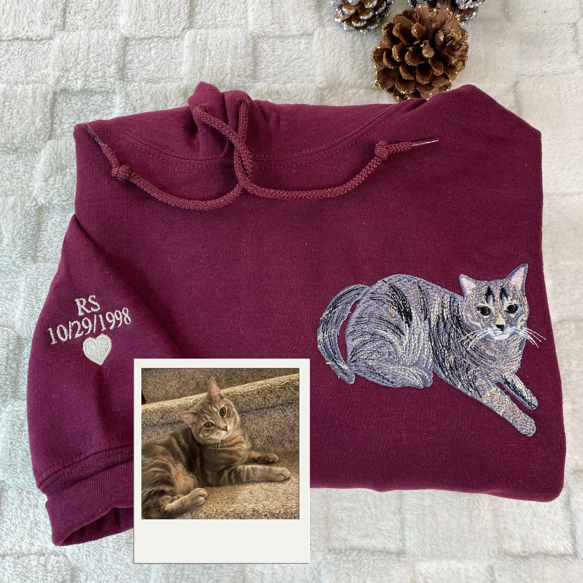 Individuell bestickte Engel- und Dämonenkatze-Kapuzenpullover für Paare