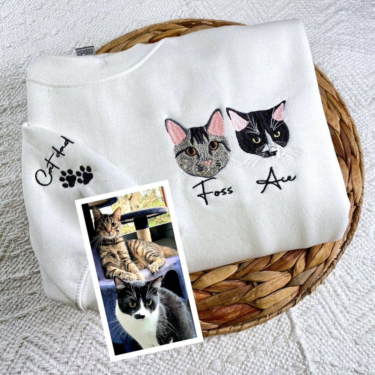 Cat Memorial Hoodies Pet Portrait Embroidery Tribute
