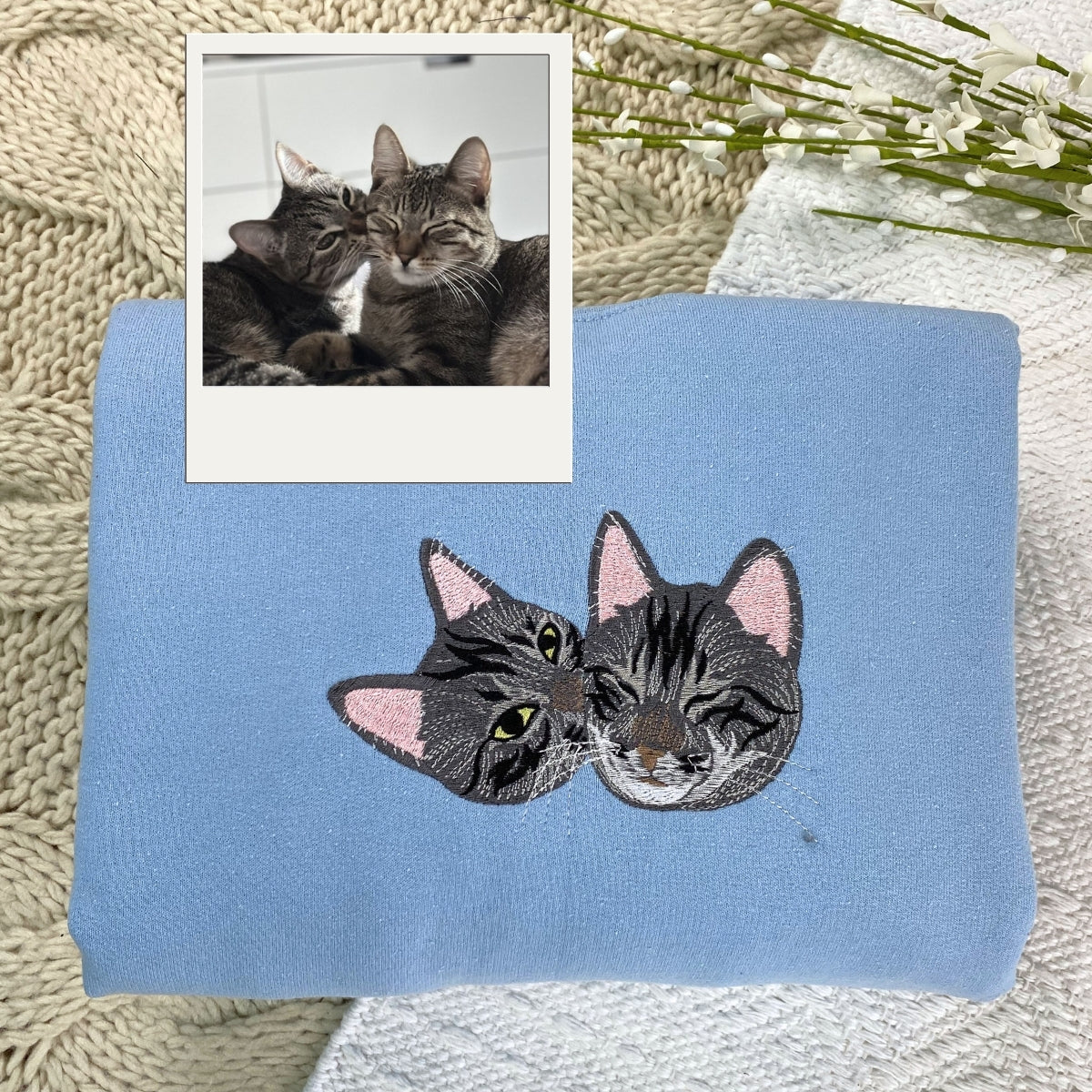 Cat Mom Hoodies Custom - Personalized Cat Portrait Embroidery Sweatshirts - Proud Cat Mama Gift