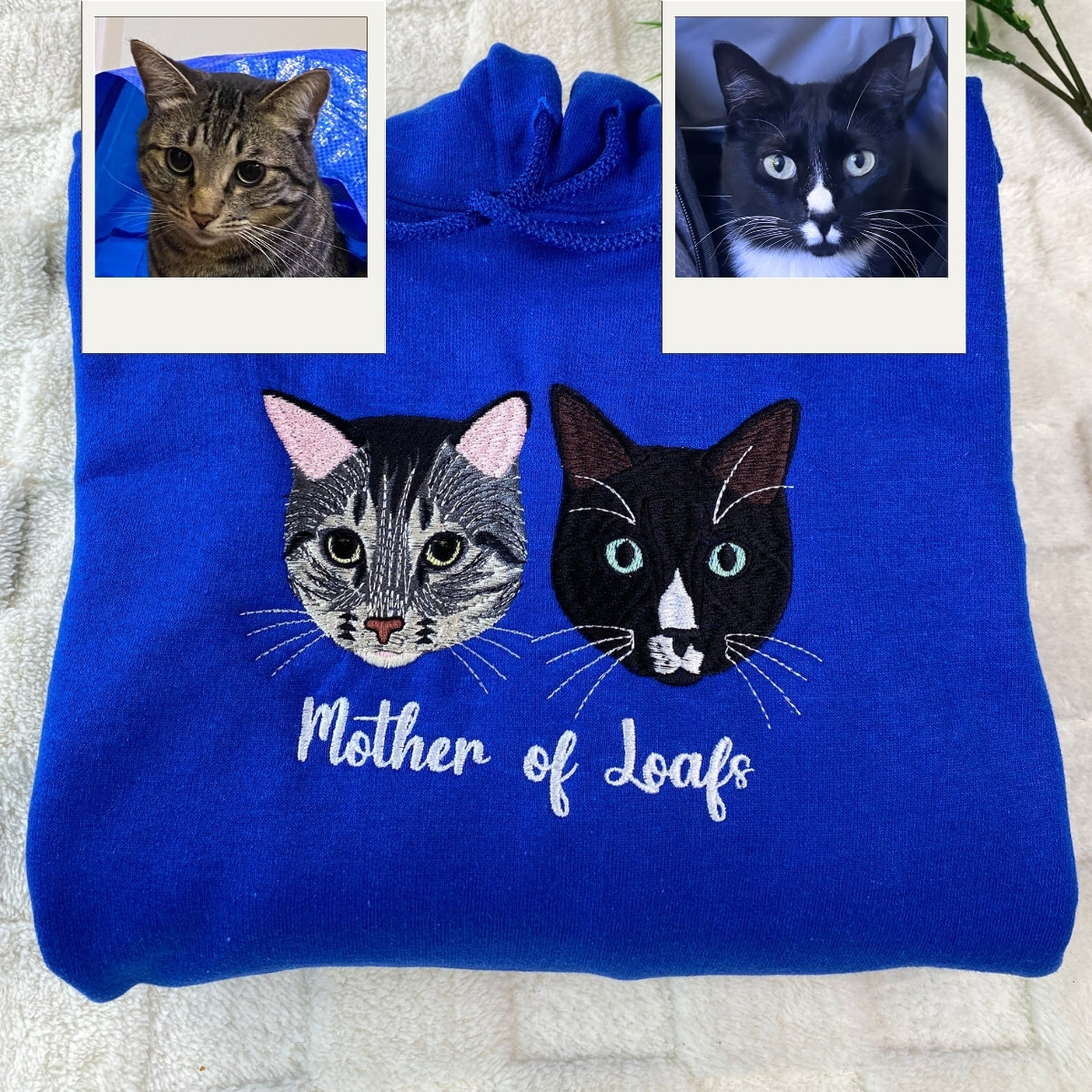 Cat Mom Hoodies Custom - Personalized Cat Portrait Embroidery Sweatshirts - Proud Cat Mama Gift