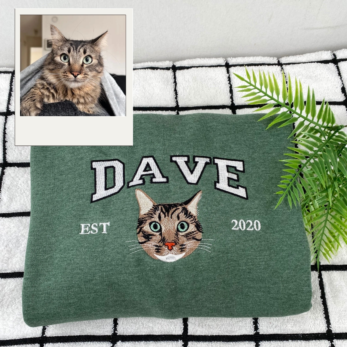 Cat Name Embroidered Hoodies - Custom Pet Varsity Style Sweatshirts - Personalized Cat Parent Apparel
