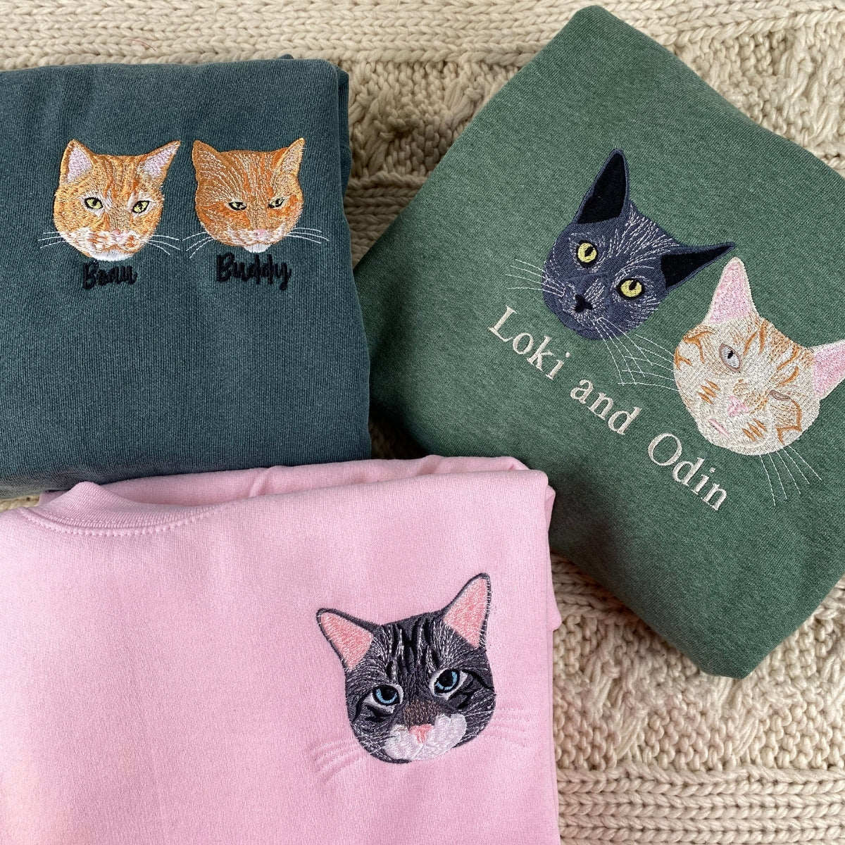 Individuell bestickte Engel- und Dämonenkatze-Kapuzenpullover für Paare