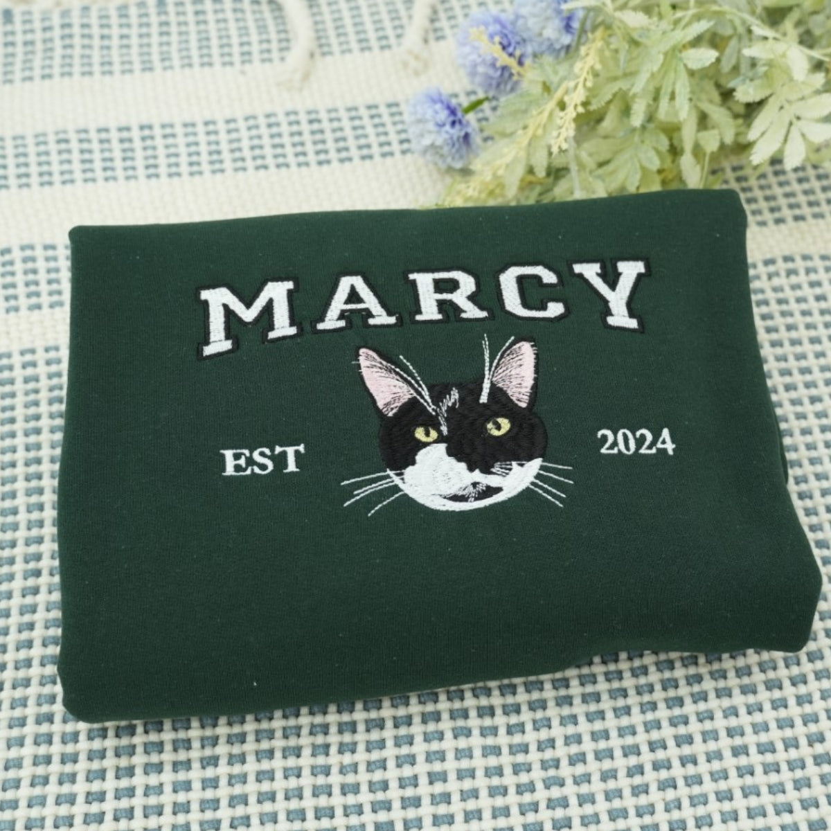 Individuell bestickte Engel- und Dämonenkatze-Kapuzenpullover für Paare